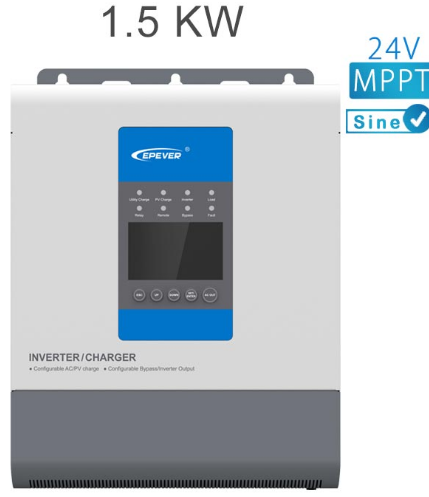 اینورتر شارژر 1.5KW و 24V سری MPPT تمام سینوسی مدل UP1500-M3222 برند EPEVER