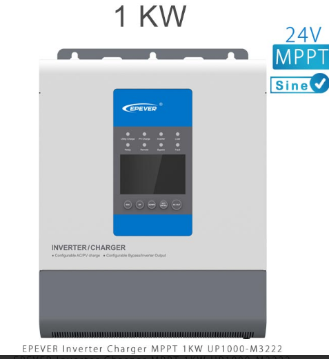 اینورتر شارژر 1KW و 24V سری MPPT تمام سینوسی مدل UP1000-M3222 برند EPEVER